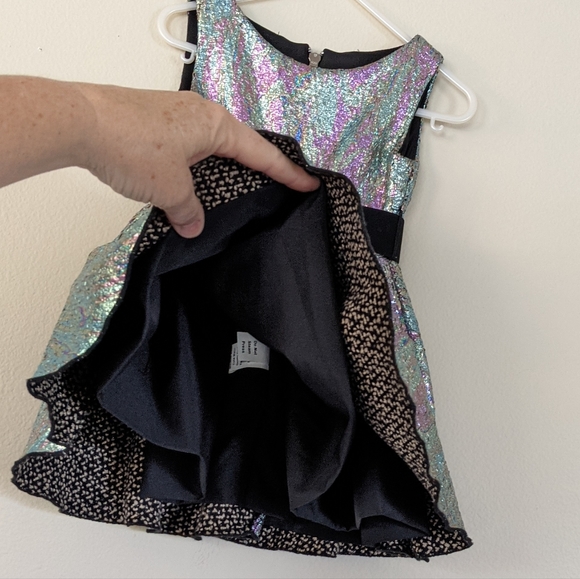ZOE Ltd Toddler Size 3 Iridescent Silver & Black Fancy Modern Party Dress - Picture 3 of 4